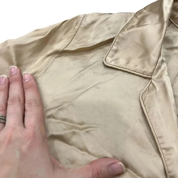 Wilfred Coffee Brown Peaufiner Cupro Front Tie Blouse XS - Picture 4 of 7